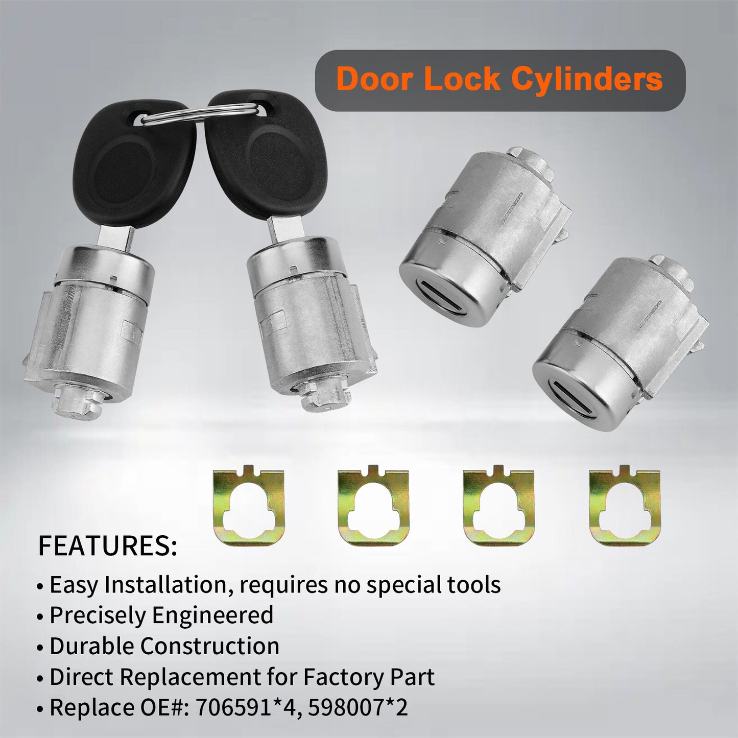 Door Lock Cylinders w/ Keys For 01-10 Chevy GMC Express Savana 1500 2500 3500