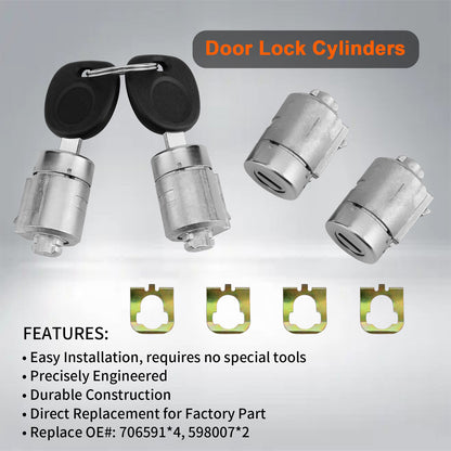 Door Lock Cylinders w/ Keys For 01-10 Chevy GMC Express Savana 1500 2500 3500