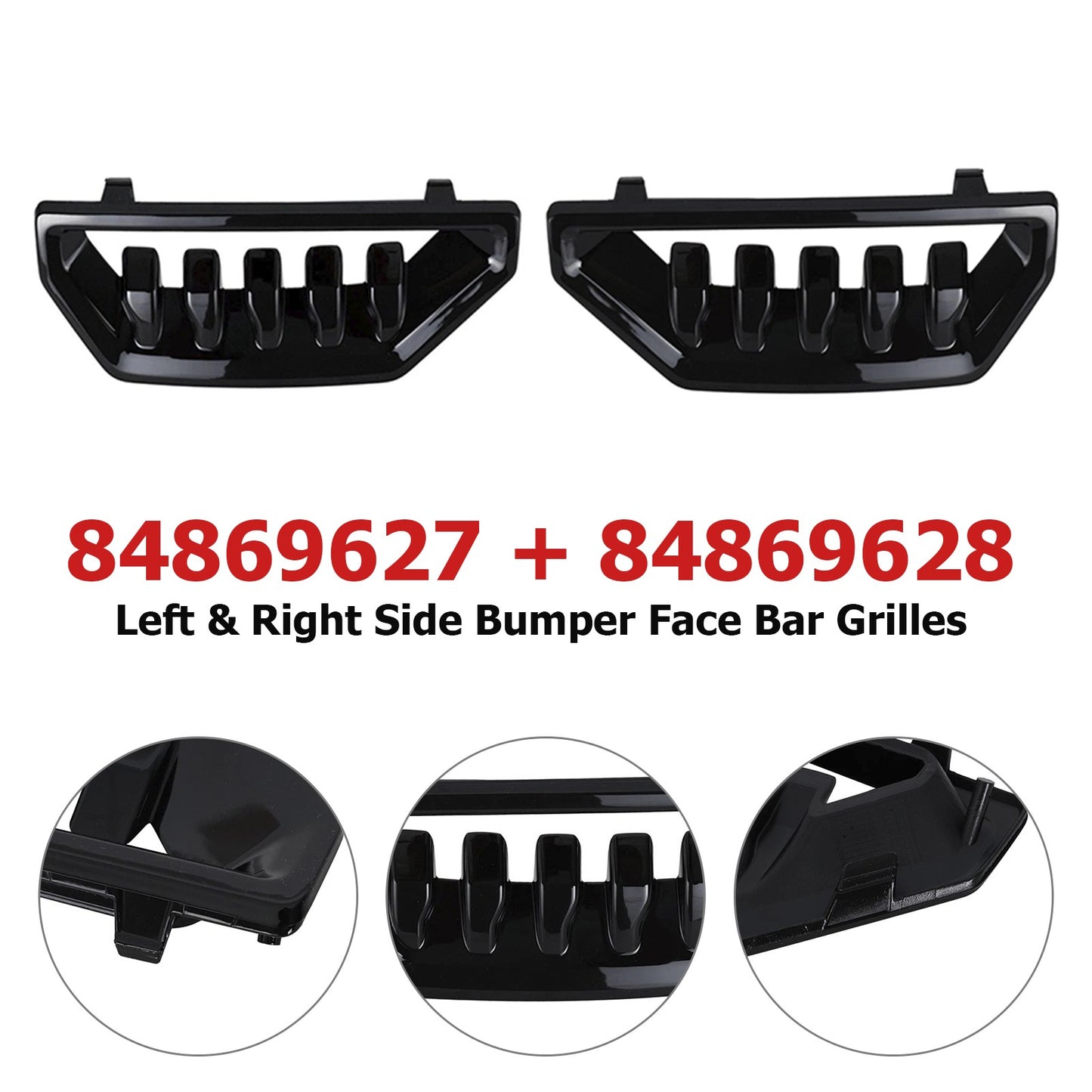 Left & Right Side Bumper Face Bar Grilles for GMC Sierra 1500 2022-2024