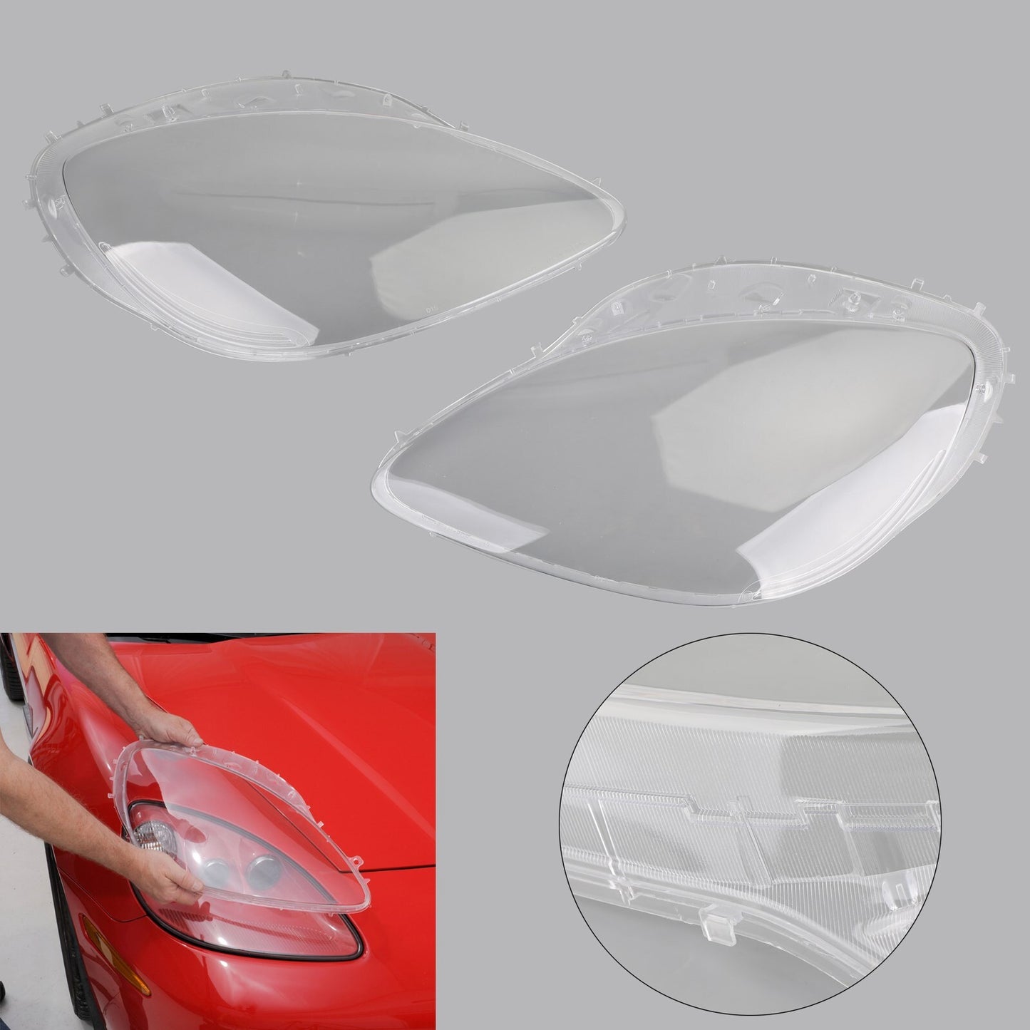 Headlight Lens Replacement Covers Black Gaskets Kit For 2005-2013 C6 Corvette US