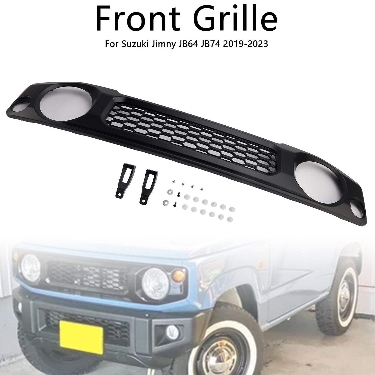Black Honeycomb Front Bumper Grille Grill Fit Suzuki Jimny JB74 2019~2023