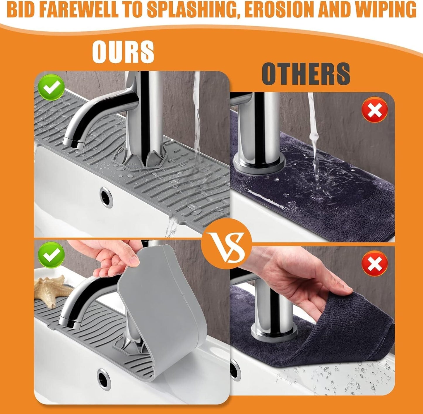 Silicone Kitchen Sink Splash Guard  24 Inch Faucet Mat for kitchen