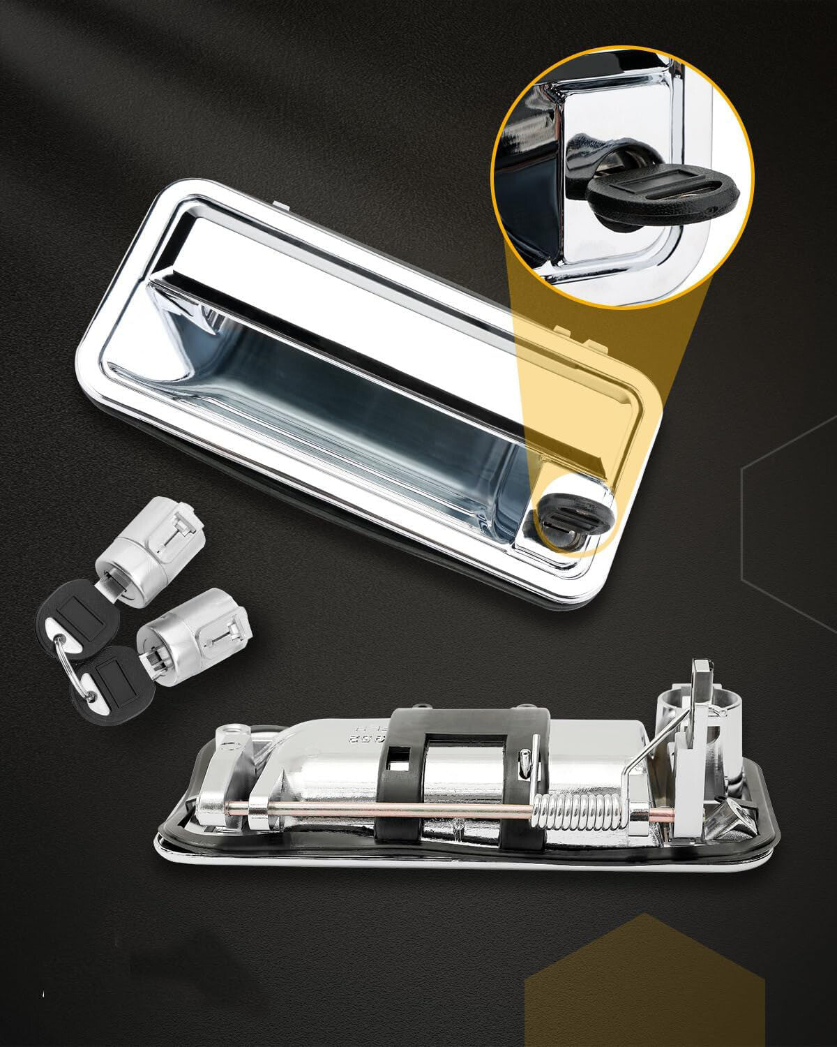 Chrome Exterior Door Handle Front w/Lock Cylinders For 88-01 Chevy GMC C/K 1500
