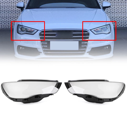 Left & Right Pair Headlight Cover Headlamp Lens For Audi A3 2013-2016 Clear USA