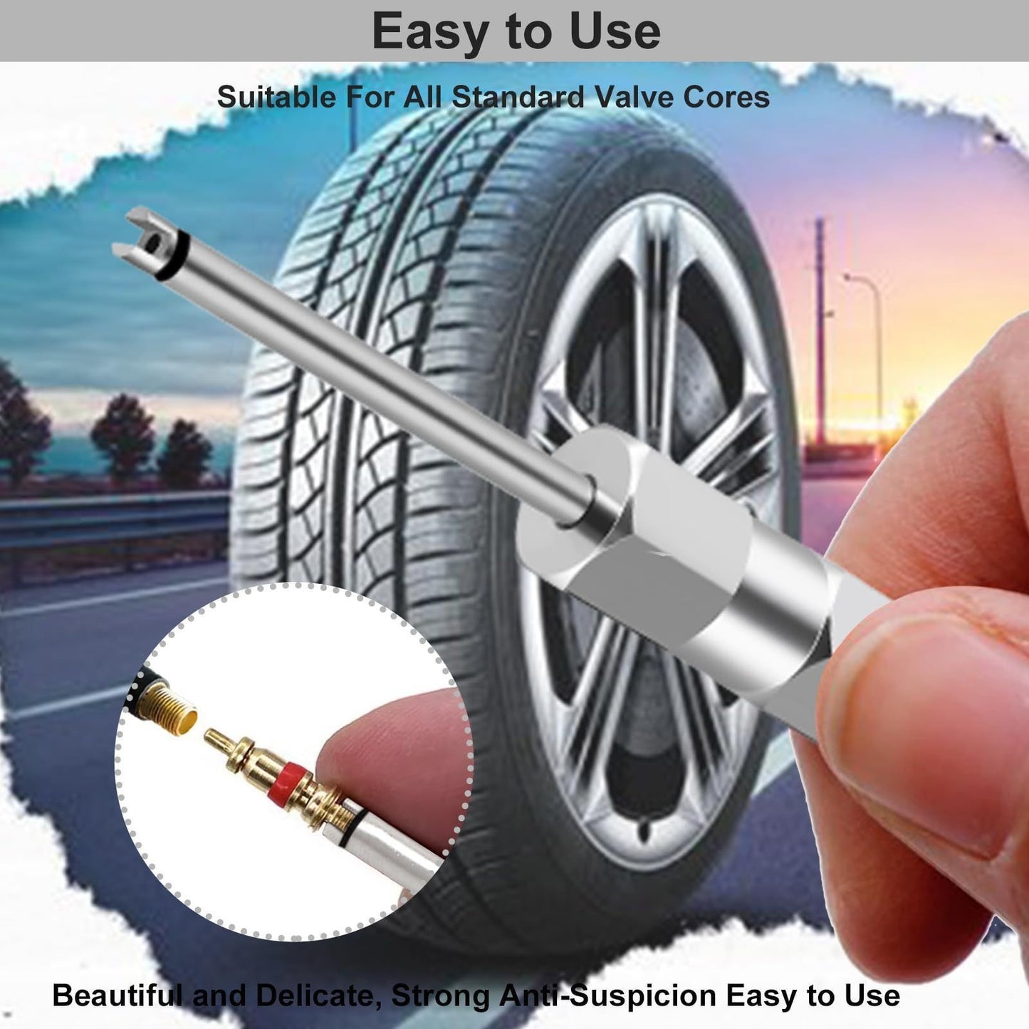 2pcs Valve Stem Core Remover Set, Tire Valve Core Tool for Schrader Valve Cores