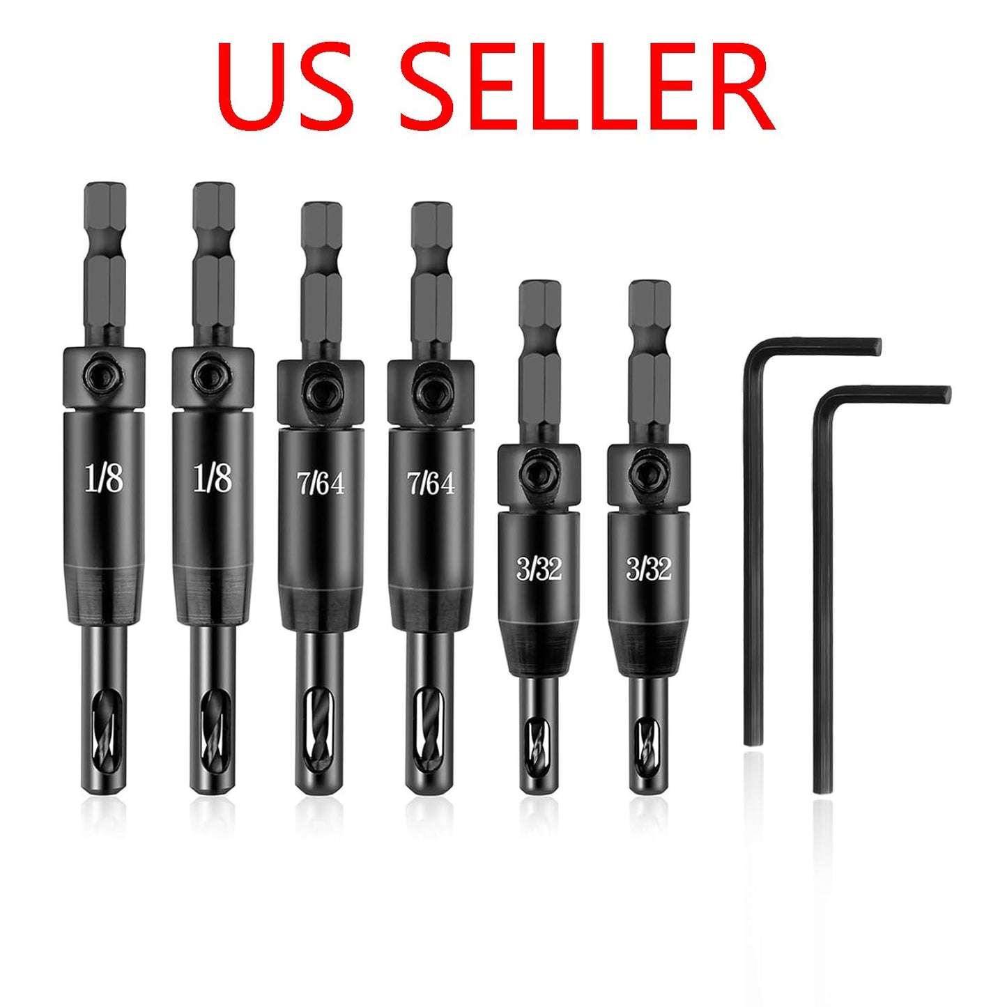 6pcs Carbon Steel Self Centering Drill Bit Set Hex Shank Hinge Drilling Tool
