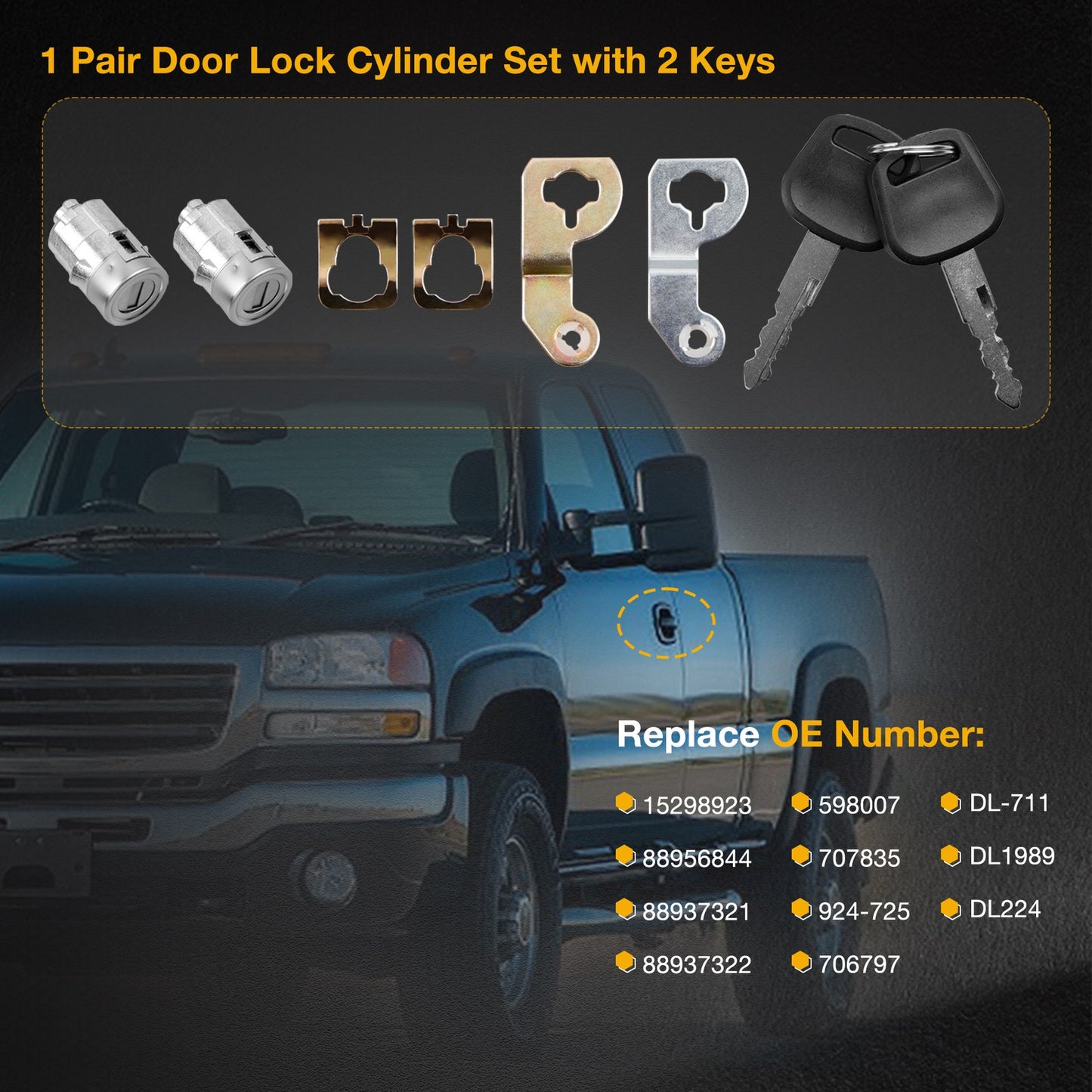4X Exterior Door Handles w/ Lock Cylinder Fit 99-2007 Chevy Silverado GMC Sierra