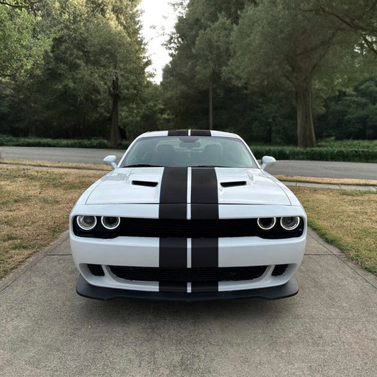 Solid Spare 11" BLACK CARBON FIBER VINYL RALLY STRIPES RACING STRIPE For DODGE CHALLENGER