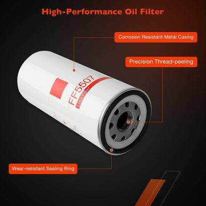 4x LF667 Diesel Oil Fuel Filter Change Kit For Volvo D12 D13 LF3654 FF5507