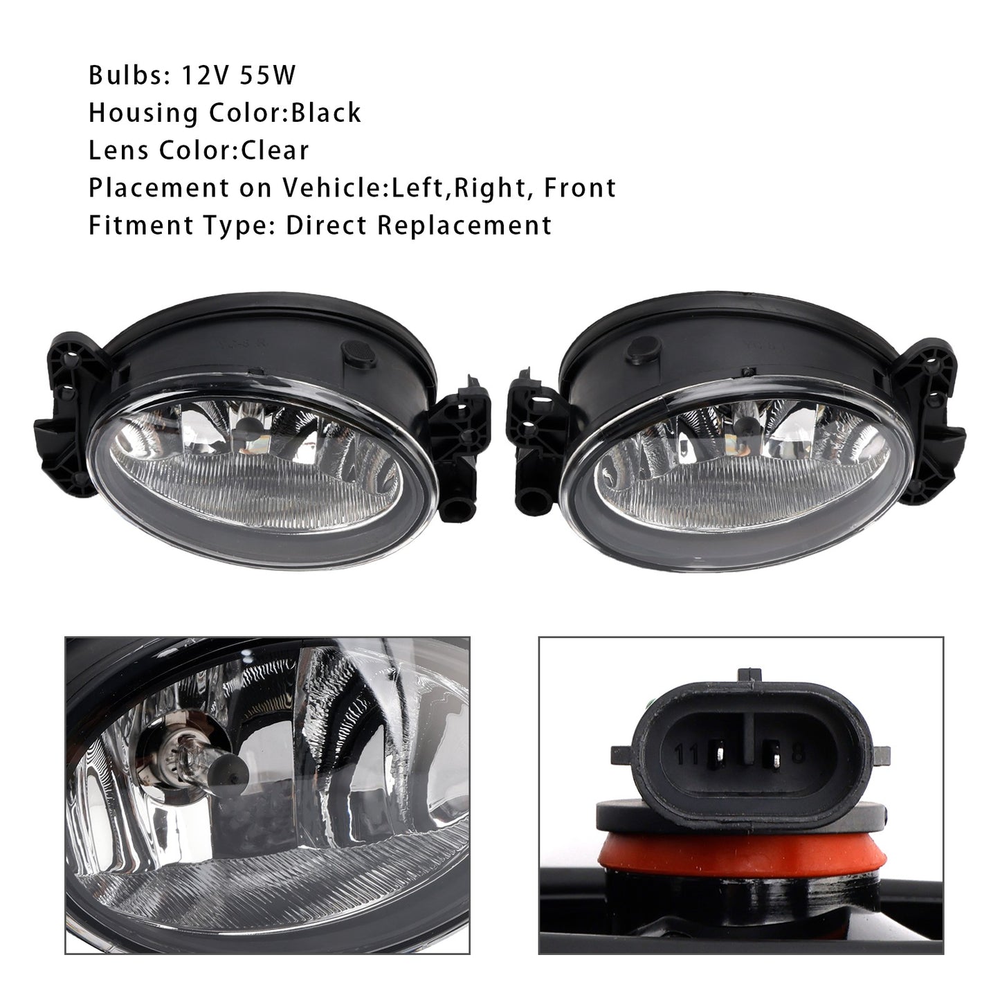 Pair Front  Fog Light Lamps With Bulbs For Mercedes Benz W204 W211 W164 C219