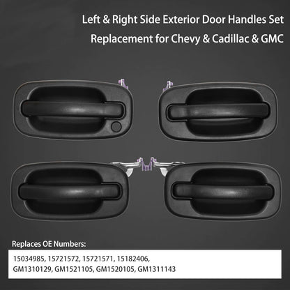 4Pcs Exterior Door Handle Front Rear Side For 99-07 Chevy Silverado GMC Cadillac