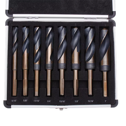 8 PCS HSS Cobalt Silver and Deming Drill Bits Set Large Size 9/16 inch to 1 inch