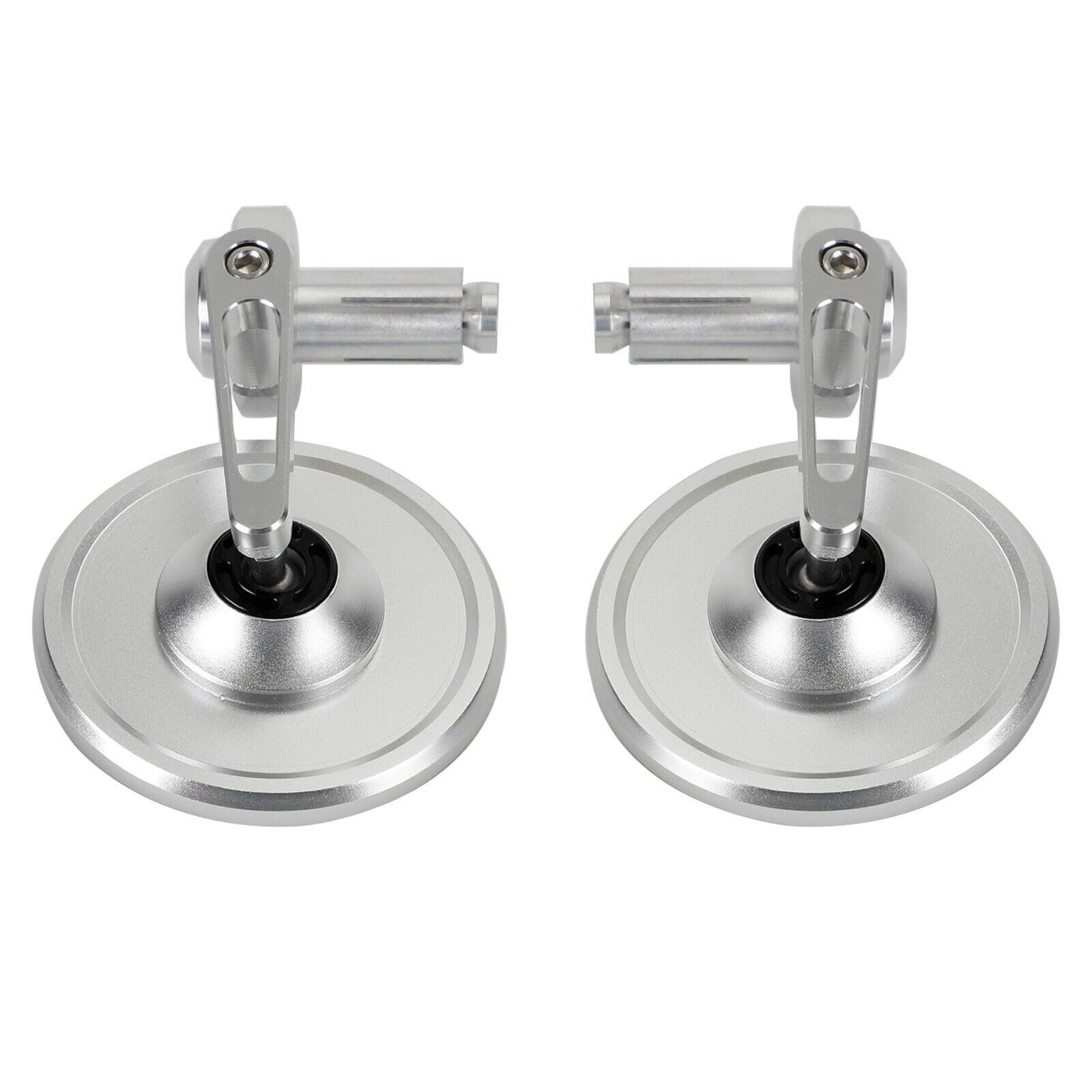 Pair Rear View Round BAR End Mirror 7/8"-1" Handleba Silver Aluminum Universal