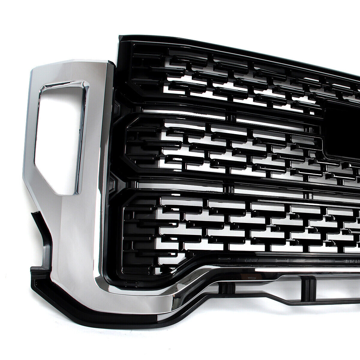 Front Bumper Grille Black w/Chrome Trim Fit GMC Sierra 2500 HD/3500 HD 2020-2023