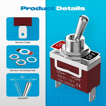 Heavy Duty 20A 125V & 15A 250V Toggle Switch SPST On-Off Amp 2 Terminal Car Boat