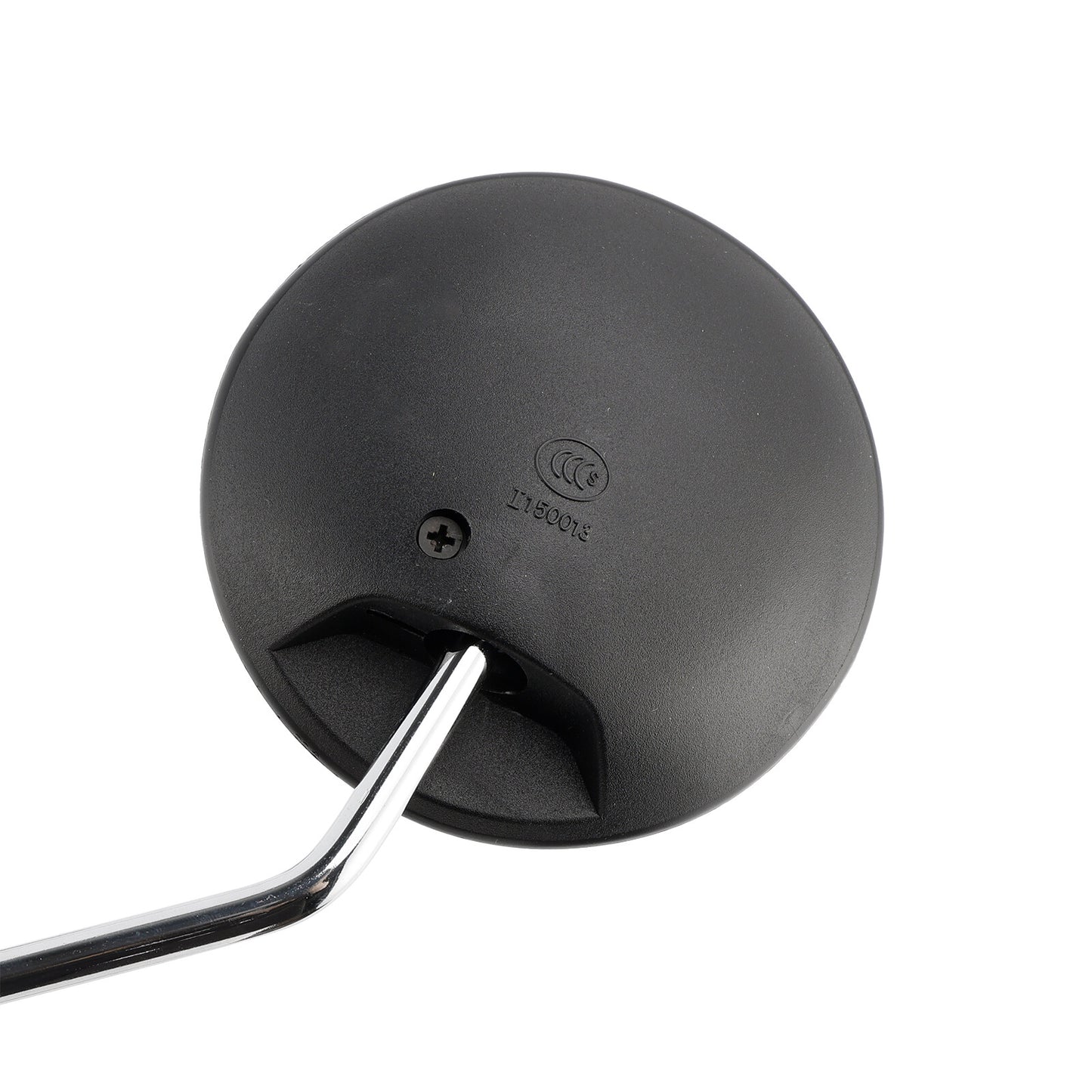 Set of 2 Universal Black Round Motorcycle Scooter Mirrors - 8mm - Chrome Stem