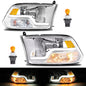 Solid Spare For 09-18 Dodge Ram 1500 2500 3500 Sequential Turn Signal Headlights w/LED DRL
