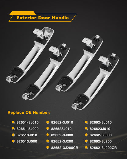 4x Chrome Exterior Outside Door Handle LH RH Set For 2007-2012 Hyundai Veracruz