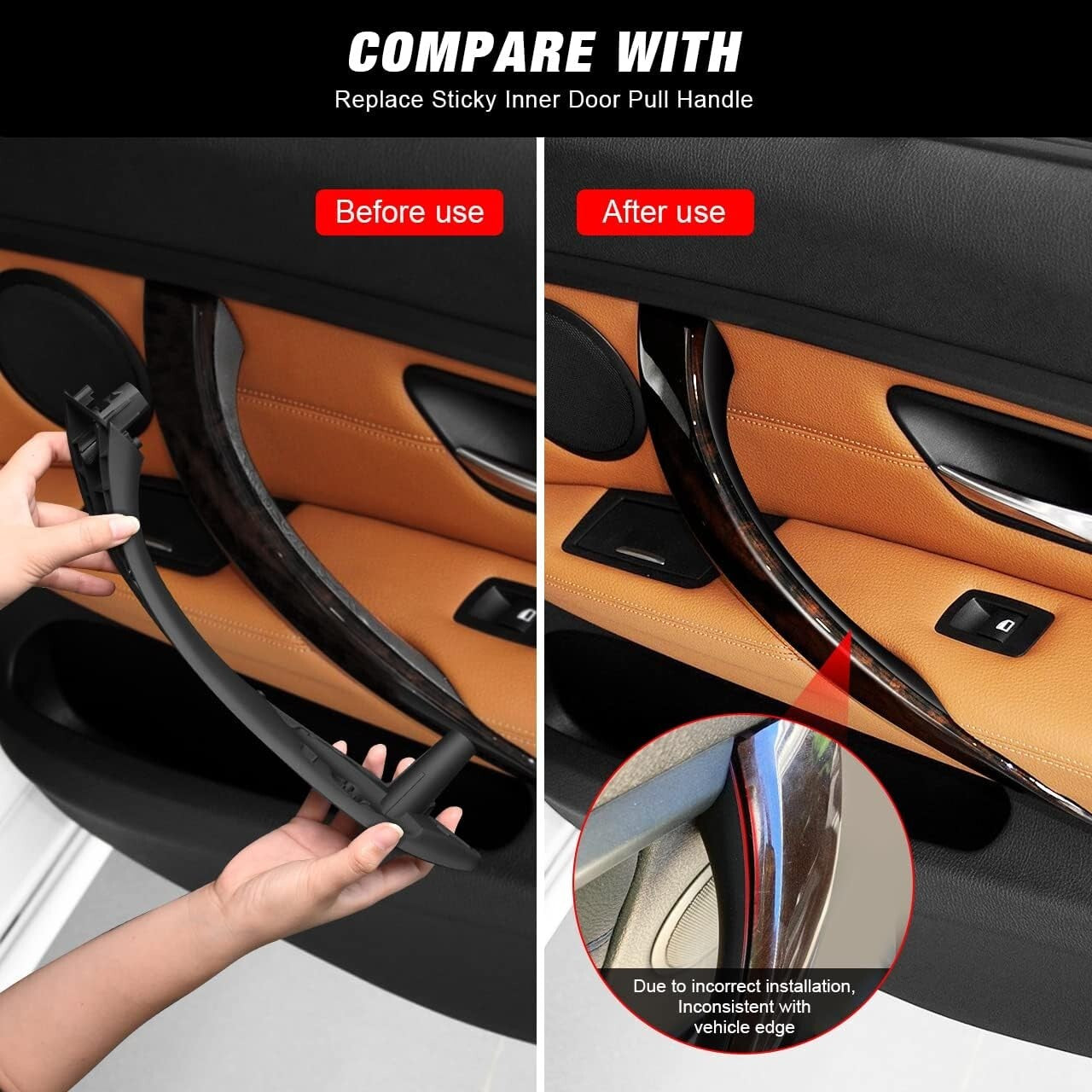 Front Left&Right Interior Inner Door Pull Handle Trim Cover For BMW F30 F80 F31