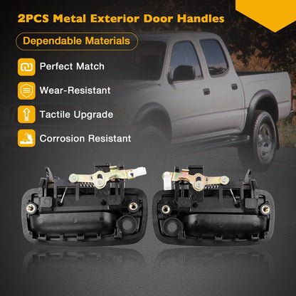 2X Metal Exterior Door Handles w/ Lock Cylinders & Key Fit 1995-04 Toyota Tacoma