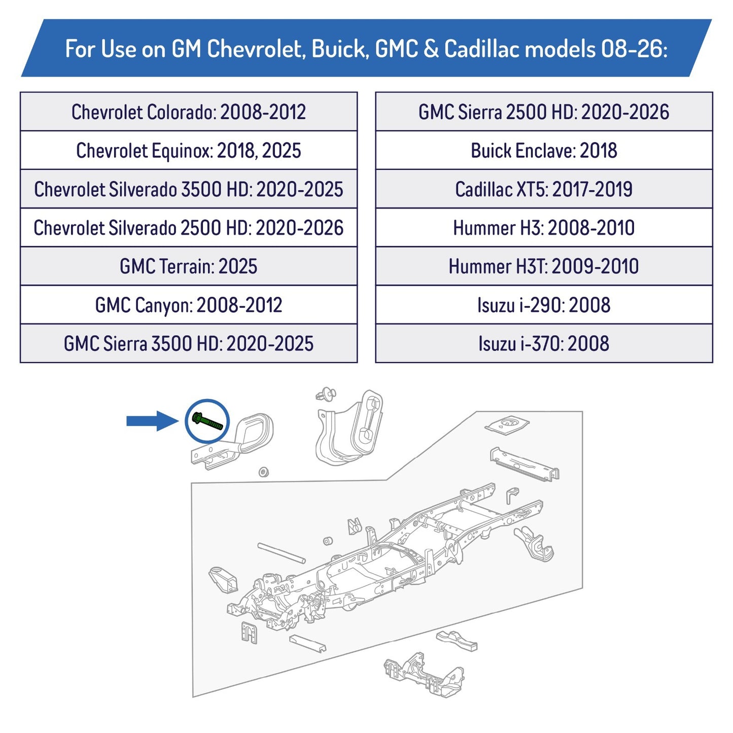 M12x1.75x110 Multi Purpose Bolt for GM, Chevy Buick GMC Cadillac - 11609609 (2)