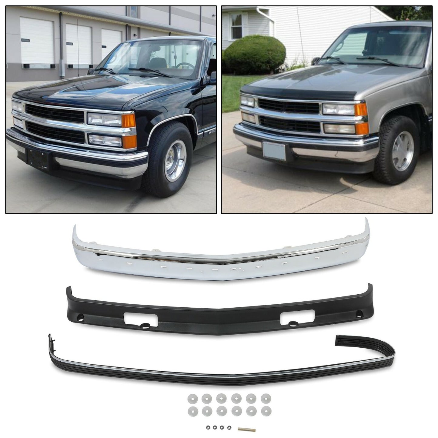Solid Spare Front Bumper Kit Deflector For 1988-2000 Chevrolet GMC C/K 1500 2500 3500 Yukon