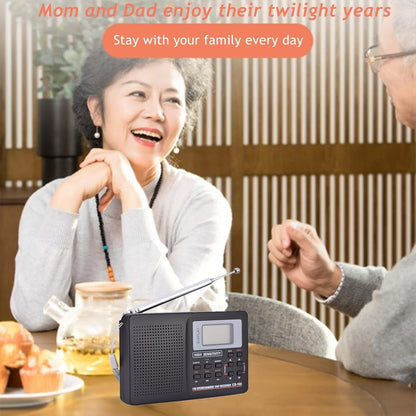 Portable Full Band AM/FM/SW/MW/LW Radio Digital Stereo Speaker Player+Headphones
