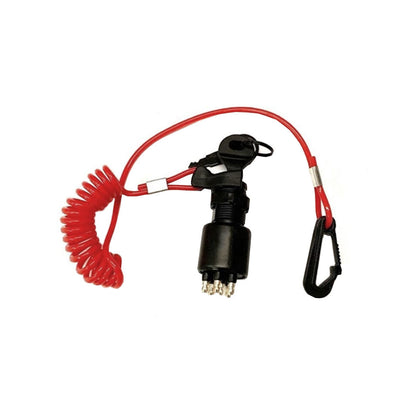 Ignition Key Switch & Safety Lanyard for Evinrude, Johnson, OMC 5005801, 175974