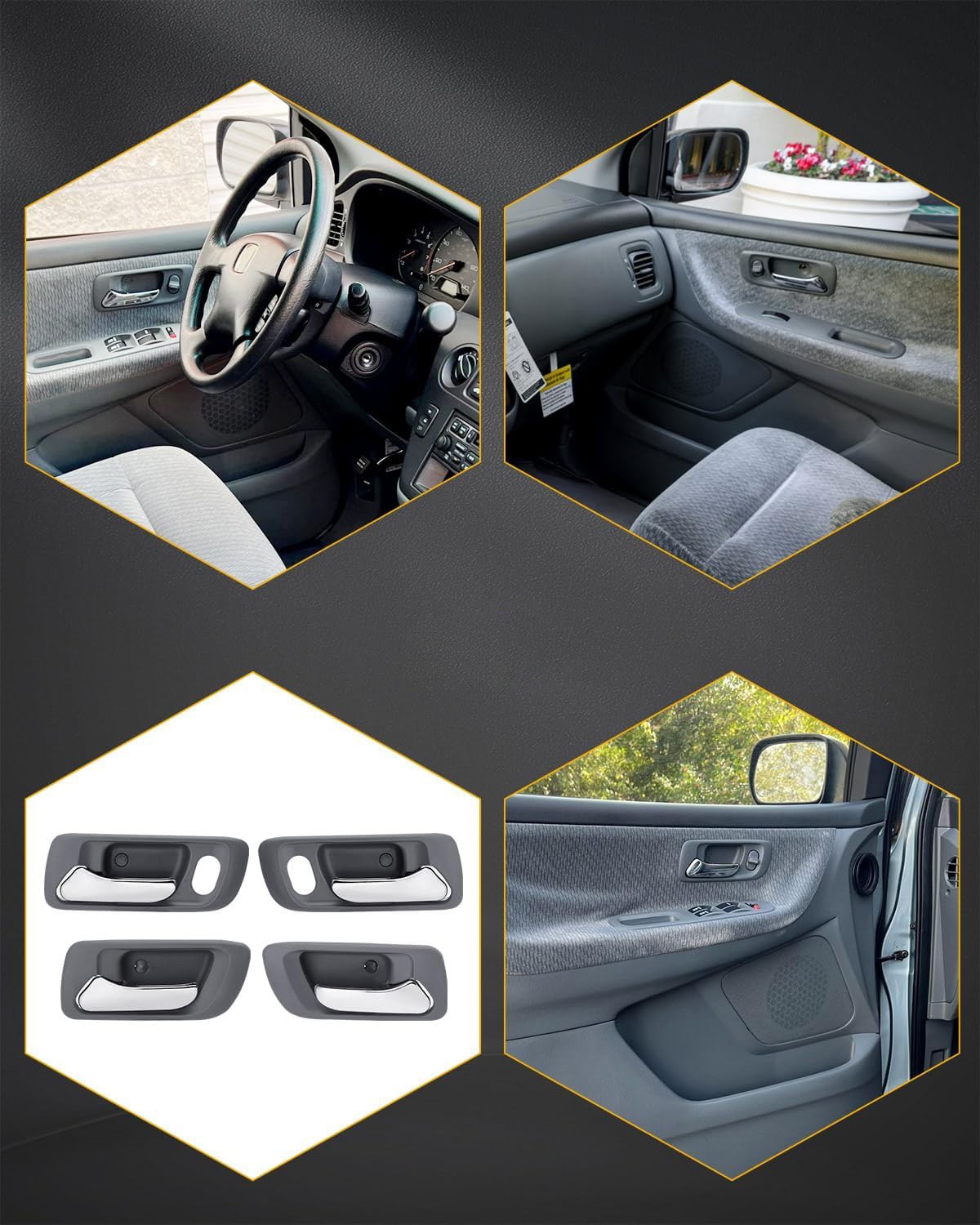 8Pcs Exterior Interior Door Handles Kit Front & Rear Side Fit 98-02 Honda Accord