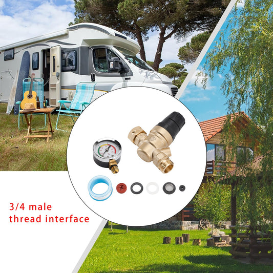 RV Water Pressure Regulator For RV Camper. Brass Lead-Free Adjustable