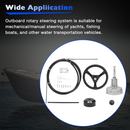13 Ft Feet Boat Rotary Steering Cable w/ Wheel Kit For Outboard Marine SS13713
