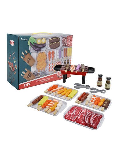 ??36Pcs BBQ Pretend Play Food Toy Grill Set Barbeque Kitchen Cooking Tools Toys