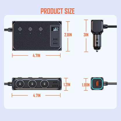 9in1 Multi Car Cigarette Lighter Socket Splitter USB C Plug Fast Charger Adapter