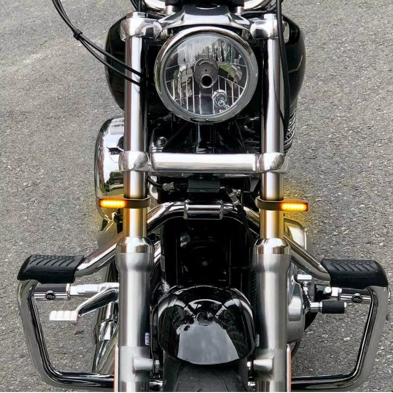2x Motorcycle Fork Tubes Clamp Amber White LED Turn Signal Blinkers Light 41mm