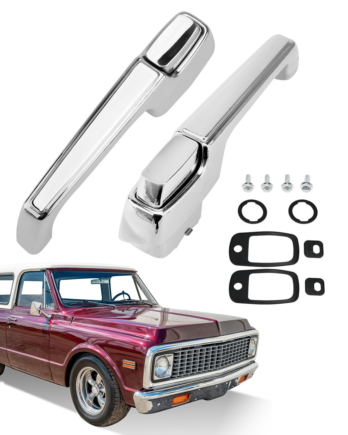 Exterior Chrome Door Handles Set For 1967-72 Chevy C10 C20 C30 GMC K1500 Pickup