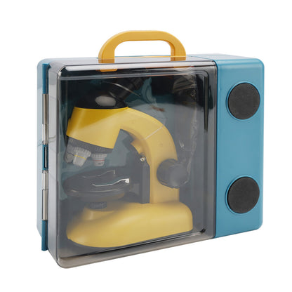 Rotating Microscope LED 100X-1200X Magnification Science Toys Kit For Kid Yellow
