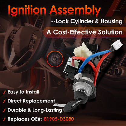 Ignition Lock Cylinder Housing & Cylinder Switch For 2016-2021 Hyundai Tucson L4