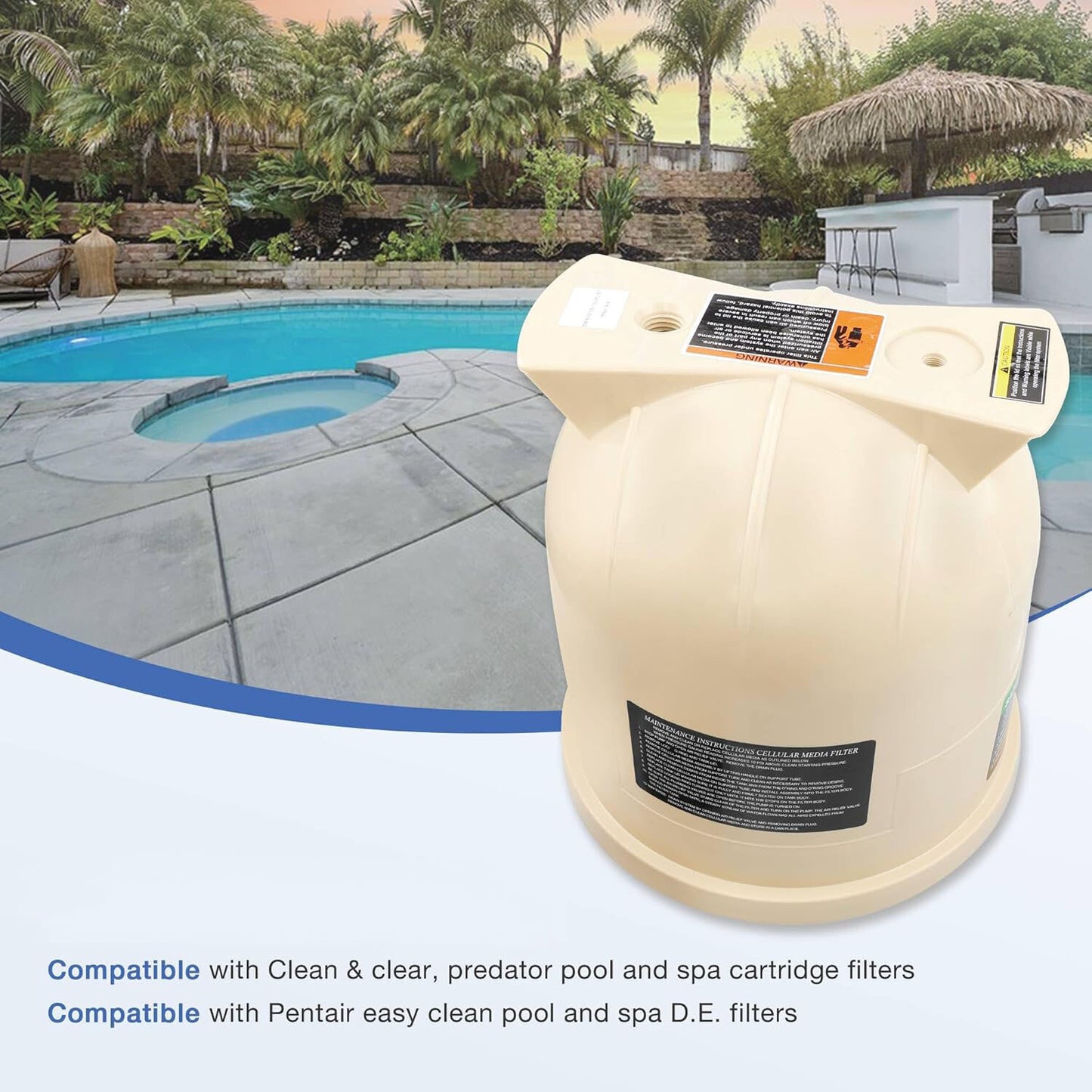 Pool Filter Cover Lid For Pentair Clean & Clear Predator Pool & Cartridge Filter
