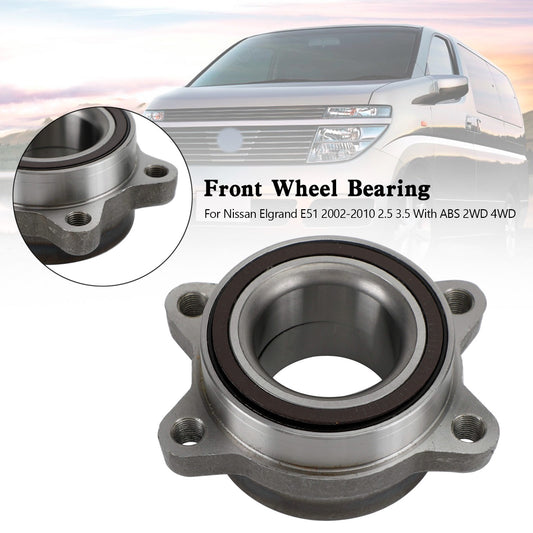 Front Wheel Bearing For Nissan Elgrand E51 2002-2010 2.5 3.5 With ABS 2WD 4WD