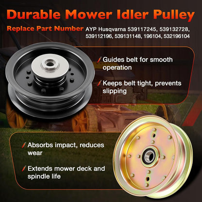 46" Mower Blade Spindle Belt Wheel Idler Kit For Husqvarna RZ4623 RZ46i Z246