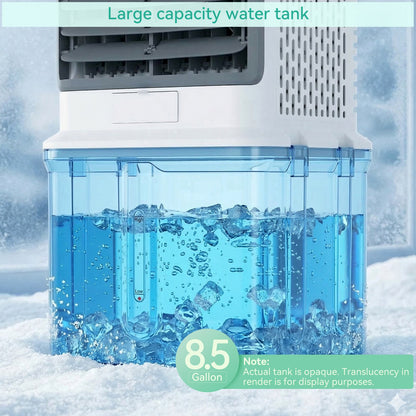 Portable 8.5 Gal 3-in-1 Evaporative Cooler, Fan, Humidifier w/ Remote Control