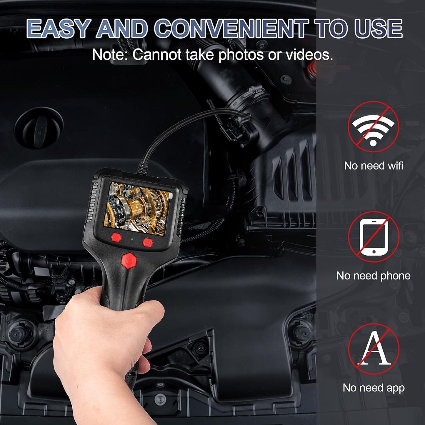 1080P LED Handheld Industrial Endoscope Borescope 8mm Inspection Snake Camera