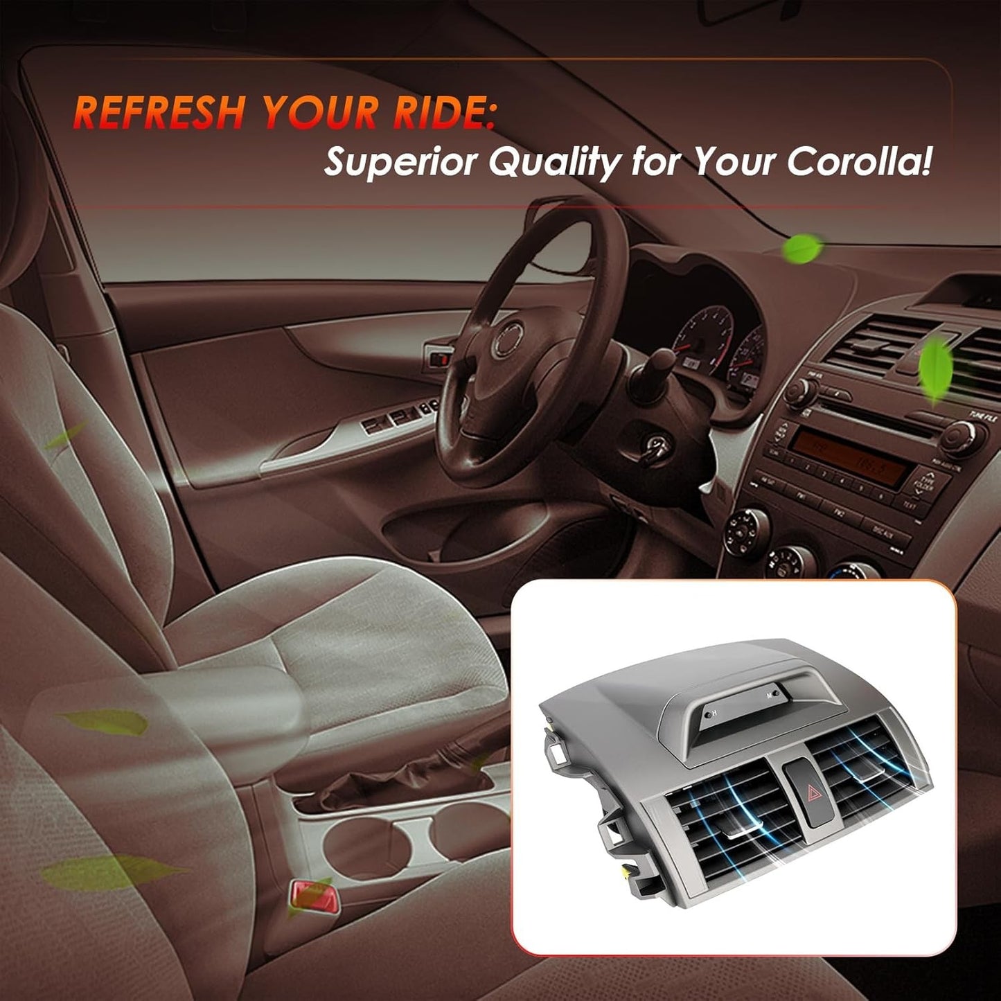 Center Dash A/C Air Vent Trim Panel w/ Emergency Switch Fit 09-13 Toyota Corolla