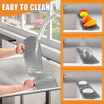 Silicone Kitchen Sink Splash Guard  24 Inch Faucet Mat for kitchen