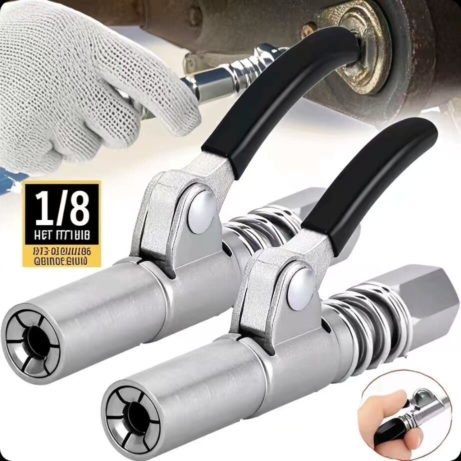2Packs Grease Gun Coupler High-Pressure Quick Release Lock Oil Injection Nozzles