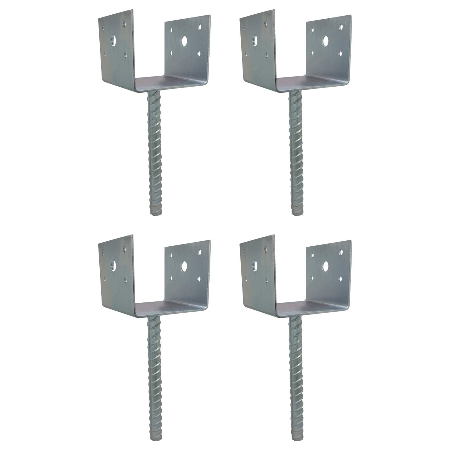 U Shaped 4x4 Deck Post Concrete Anchor Spike, Fence Post Base, Zinc Plated (4)