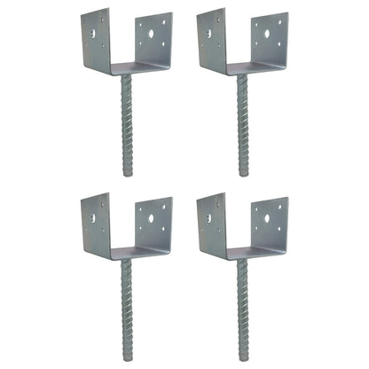 U Shaped 4x4 Deck Post Concrete Anchor Spike, Fence Post Base, Zinc Plated (4)
