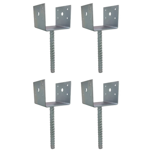 Solid Spare U Shaped 4x4 Deck Post Concrete Anchor Spike, Fence Post Base, Zinc Plated (4)