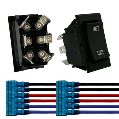 Momentary Reverse Polarity Rocker Switch 20A, 12V DC On-Off DPDT - 6 Pin (2 pk)
