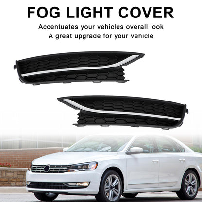 2PCS Front Driving Fog Light Cover For VW Passat 2012-2015 Black/Chrome
